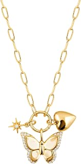 Electric Picks Summer Charm Necklace for Women, 14k Gold Plated Seasonal Butterfly Pendant Necklace, Adjustable Layering Chain, Minimalist Everyday Jewelry Gift