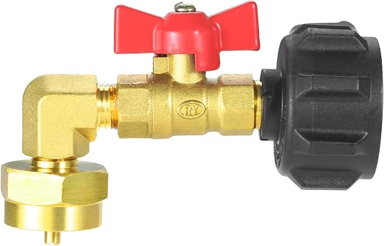 DRELD Propane Refill Adapter 20lb to 1lb 90 Degrees Propane Refill Adapter | with ON/Off Control Valve Fill 1 lb Tanks from 5-40 LB Propane Tank