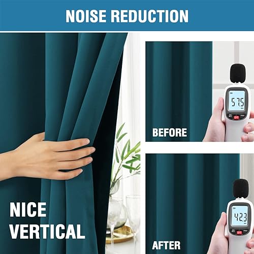 Miniatura 7 de H.VERSAILTEX Cortinas 100% opacas para dormitorio con forro negro, cortinas de oscurecimiento de habitación completa de 54 pulgadas de largo,