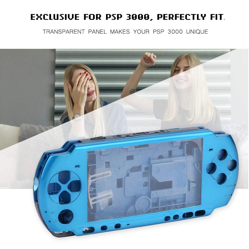 Game Console Shell Replacement Full Housing Console Case Compatible with PSP 3000(Blue)