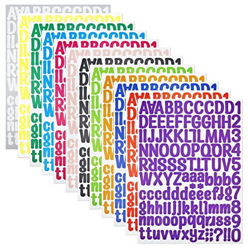 1512 Pieces 12 Sheets Self Adhesive Vinyl Alphabet Numbers Stickers, Yetoome Colorful Waterproof Mailbox Numbers Sticker Decal For Mailbox, Signs, Window, Door, Business, Address Number (1 Inch, 12 Colors Set) #TOP15