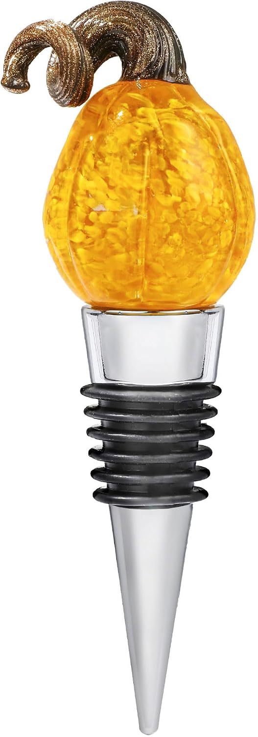 4'' Hand Blown Glass Pumpkin Wine Stoppers Reusable Bottle Stoppers