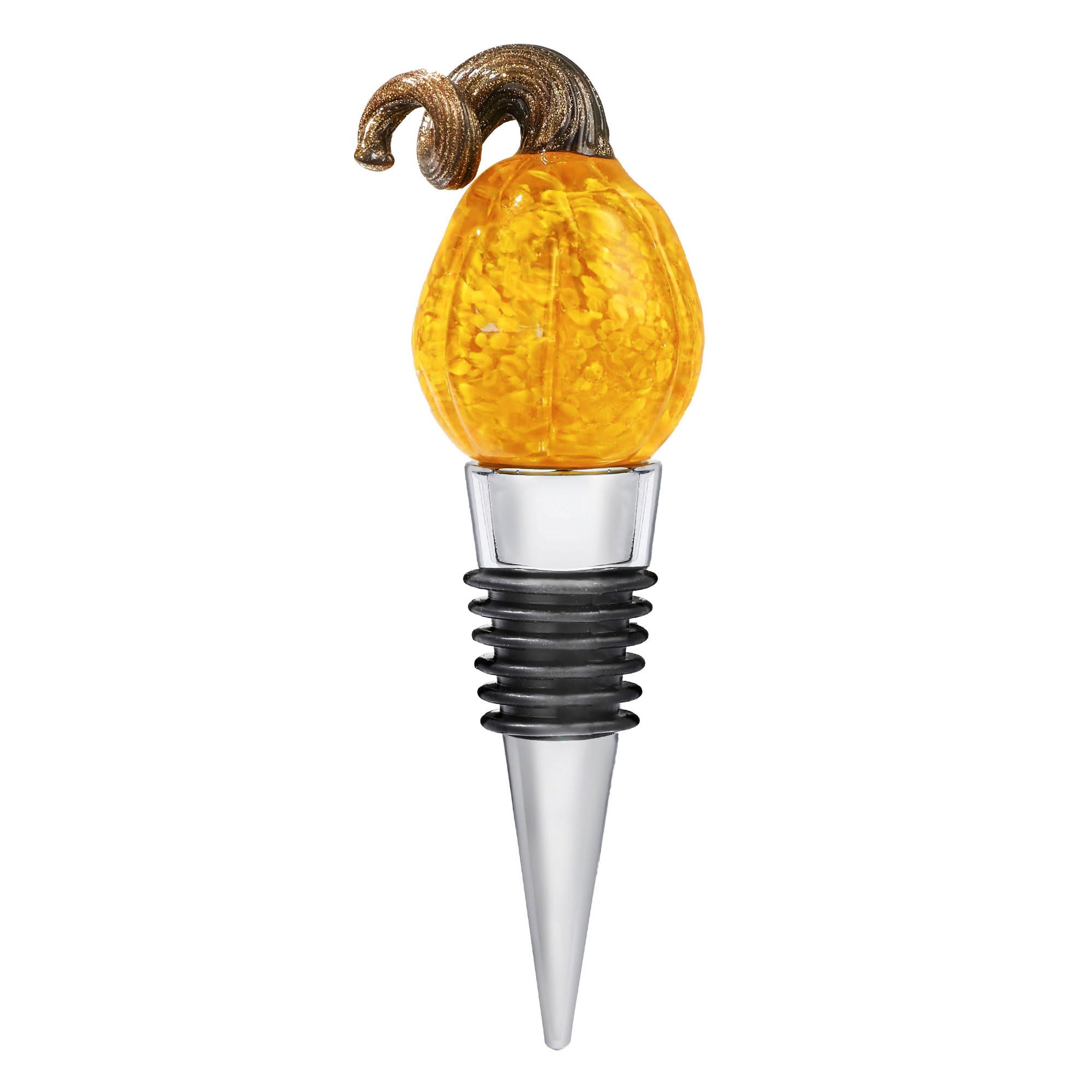 Tapones de vidrio soplado a mano de 4 pulgadas para botellas de vino, tapones reutilizables para botellas de vino, decoraciones de bebidas, Halloween, fiesta de Acción de Gracias, decoración artística