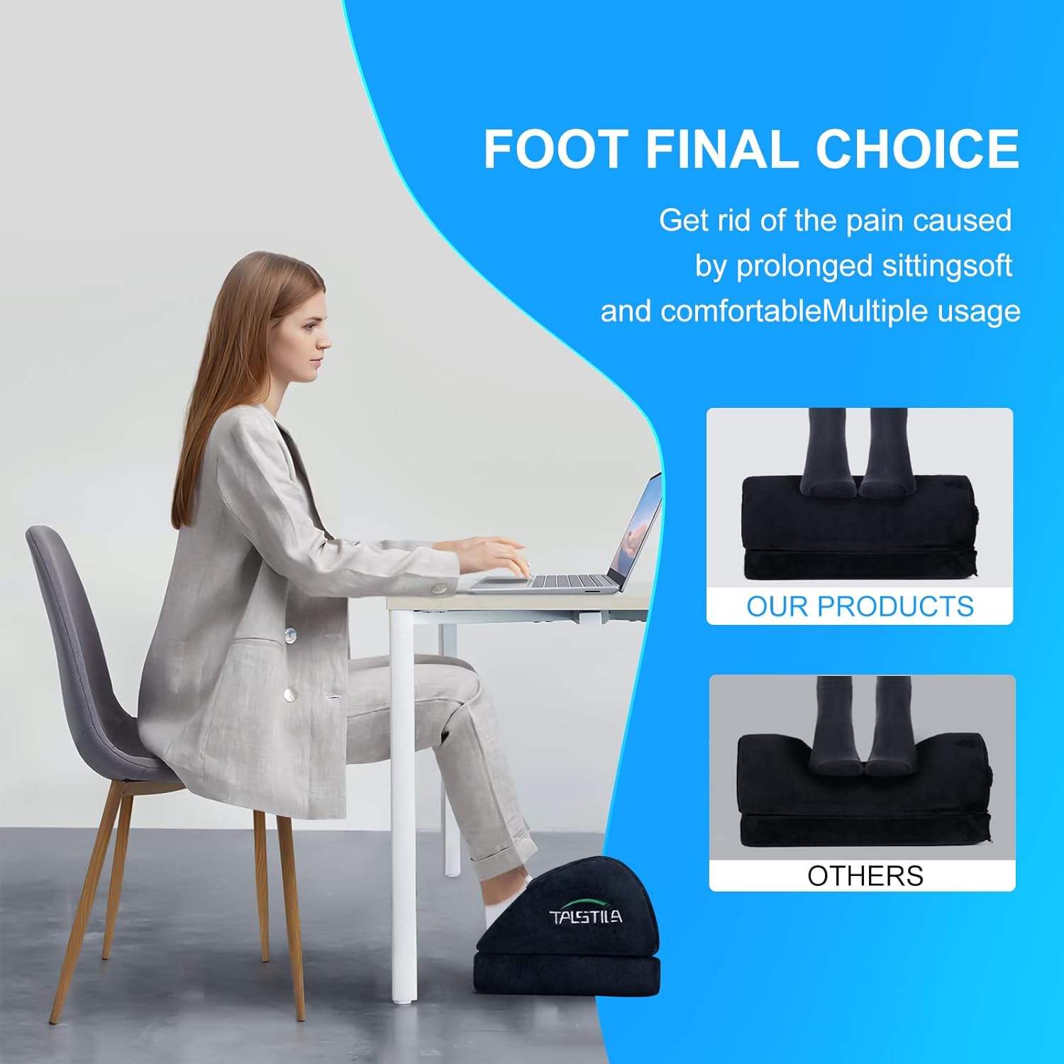 Foot Rest for Under Desk at Work, Foot Rest with Warm Plush Feet Pocket, Ergonomic Adjustable Memory Foam Footrest for Office Chair, Foot Stool for Office & Airplane Travel - Back & Leg Pain Relief : Office Products
