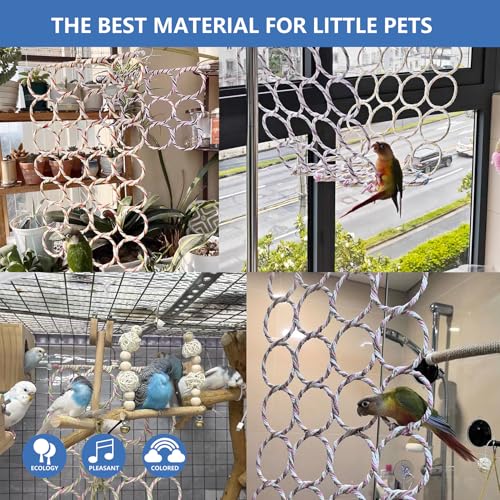 Image of 2 Pack Swing Hanging Toys,Bird Climbing Rope Net Ladders Small Medium Pet Activity Toy Suitable for Parakeet,Cockatiel,Cockatoo,Hamster,Rat,Ferret(Random Color)