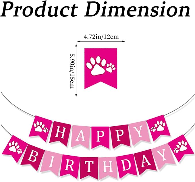 Kit de Cumpleaños para Perros Booge - Gorro y Pañuelo Rosa miniatura 2