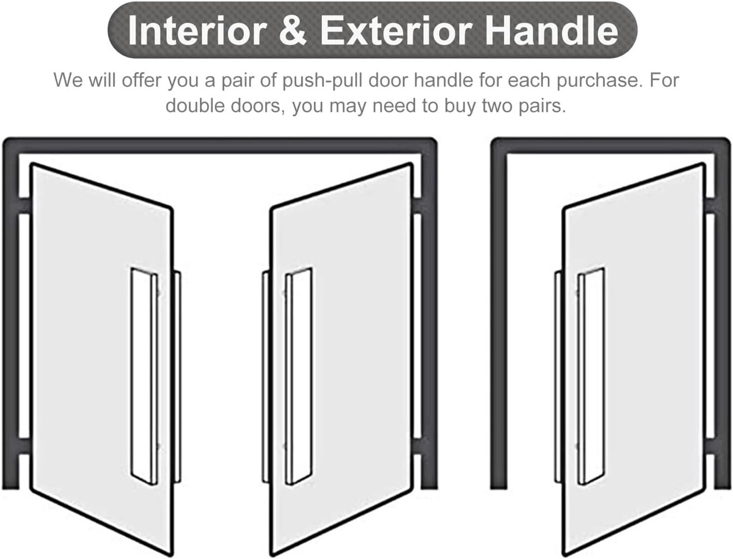 Sliding Barn Door Handle, Modern Entry Door Handle Door Pull Modern Sliding Glass Door Handle, 60cm/80cm/120cm Long Double Sided Door Push Bar, for Wood/Metal/Commercial/Iron Doors