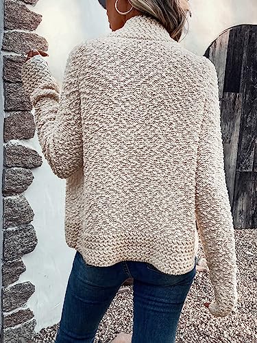 MakeMeChic Women's Popcorn Knit Long Sleeve Open Front Fuzzy Cardigan Sweater2