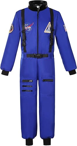 Miniatura 4 de Disfraz de astronauta para niños y niños, overol espacial de la NASA, traje espacial de simulación, disfraz de 3 a 12 años