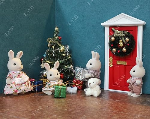 Miniatura 6 de iLAND Accesorios de casa de muñecas para decoración de Navidad, árbol de Navidad en miniatura brillante con regalos para puerta de elfo y puerta de
