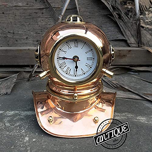 Vintage Clock Table Premium Brass Clocks Maritime Scuba Dive Helmet Marine Shelf Ship Clock Home Decor Figurines #TOP1