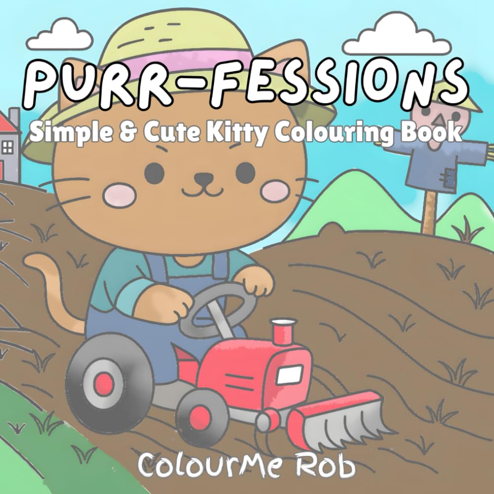 Purr-fessions: Simple & Cute Kitty Colouring Book