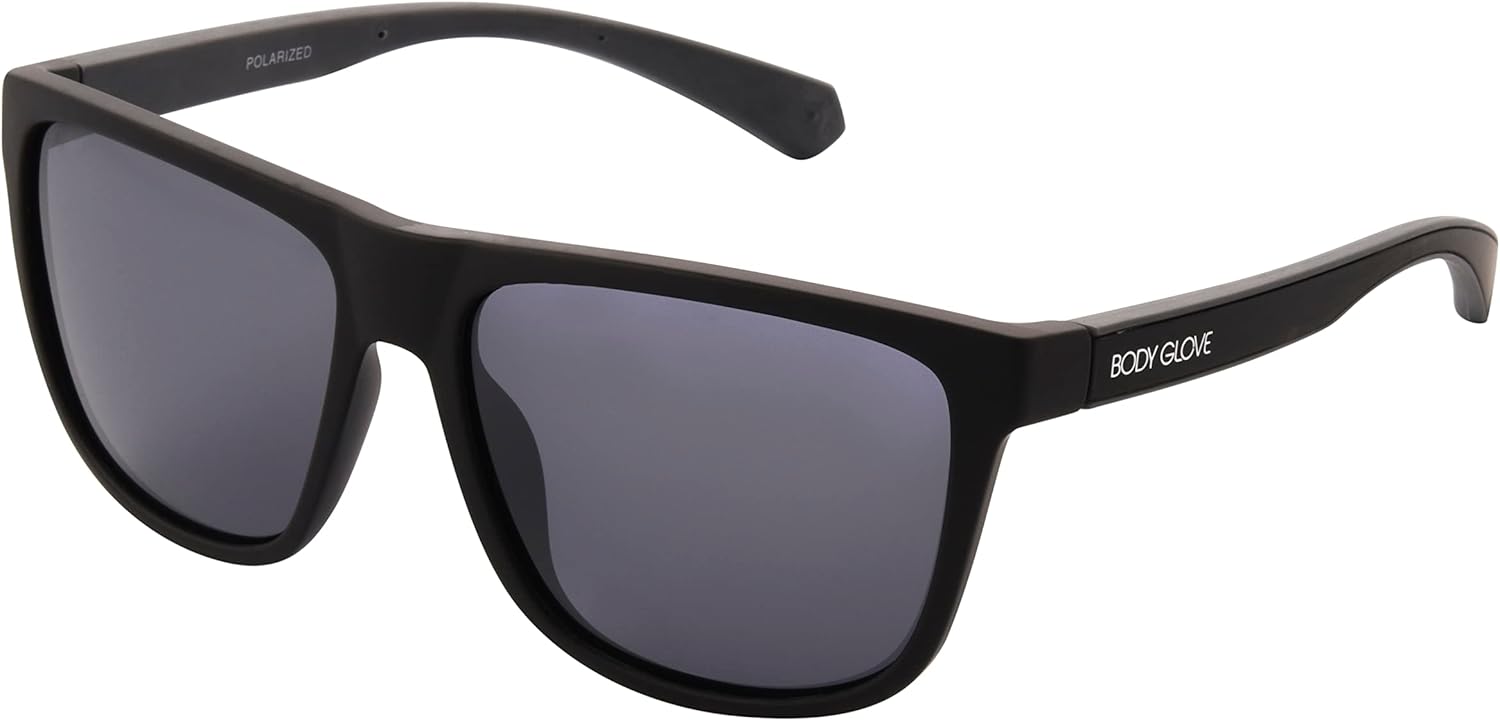 Body Glove Men's Dune Polarized Square Sunglasses, Black, 57 mm