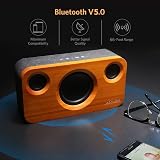 ARCHEER Altavoz Bluetooth de 25 W (A320) con súper bajos, altavoces inalámbricos de audio doméstico de madera de bambú fuerte con subwoofer