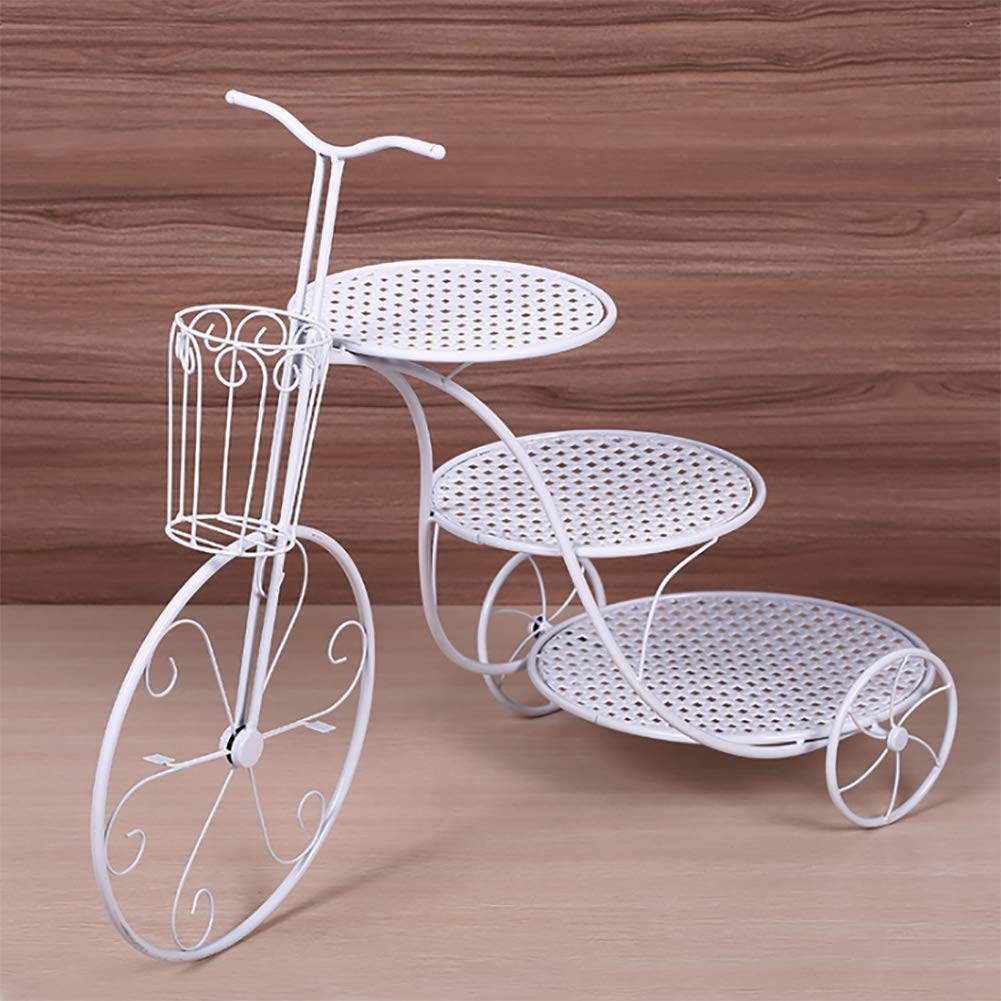 KSTORE Cake Stand Wrought Iron Bicycle Cake Stand, Three-tier Wedding Birthday Multi-layer Cake Stand Creative Dessert Table,White