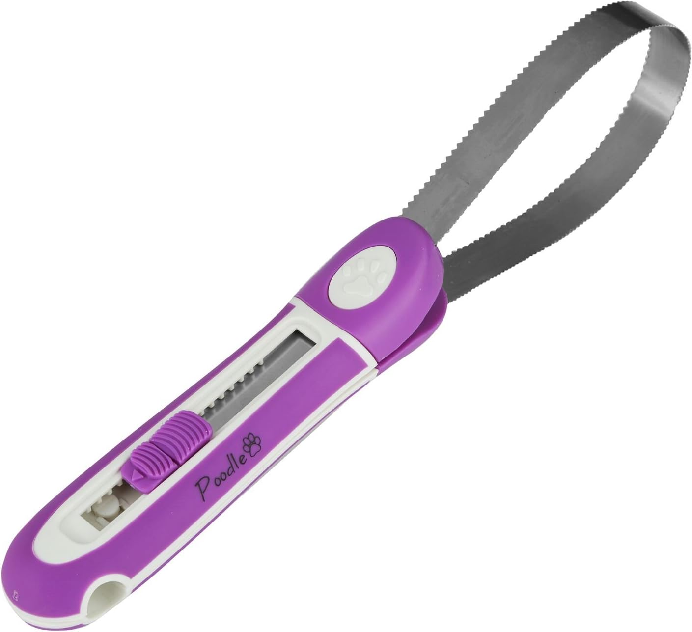 Poodle Pet Deshedding Blade Loop Tool for Dog Grooming โ Metal Wand Rakes Short & Long Hair to Minimize Shedding โ Handheld Groomer Supplies for Small & Large Canines