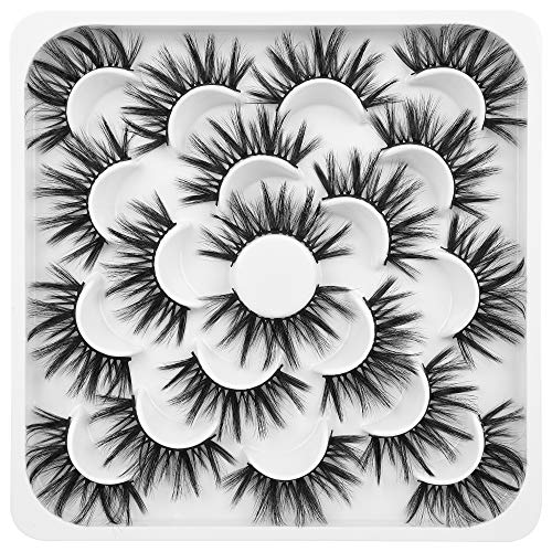 20MM False Eyelashes 8D Volume Faux Mink Lashes Full Fluffy Medium Fake Eyelashes Soft Lightweight Reusable Lashes Pack 10 Pairs