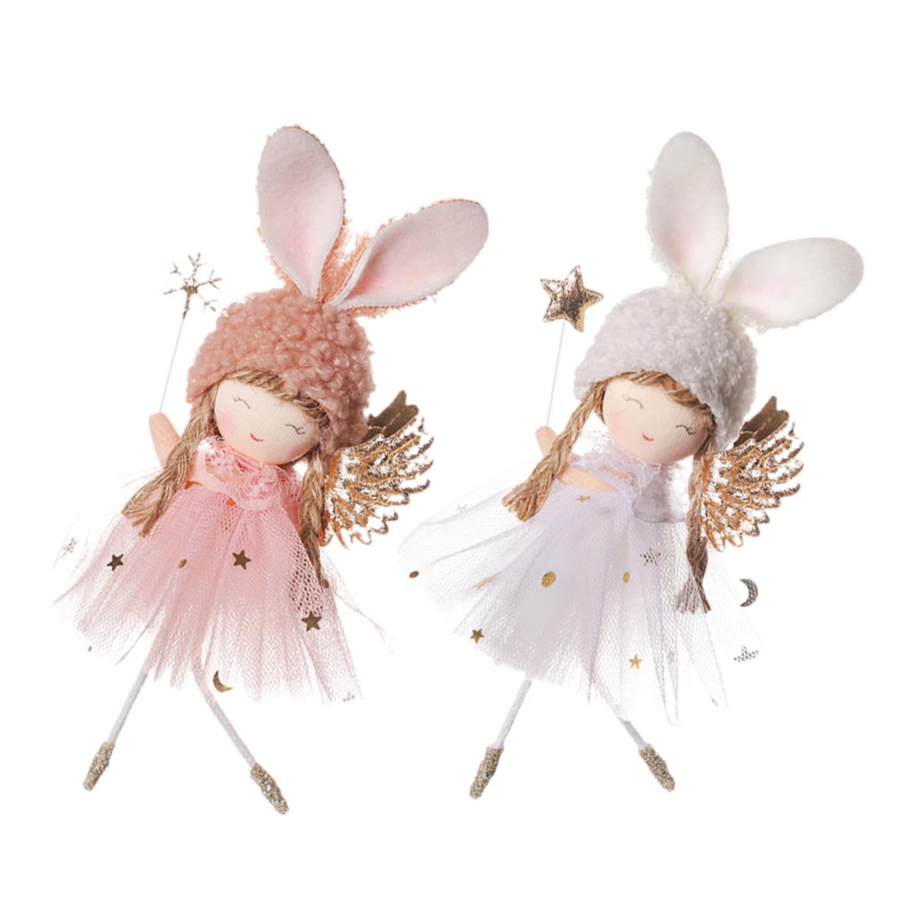 4 Pièces Pendentif poupée Ange poupées d'ornement d'arbre de Noël Ange en Peluche de noël Christmas Tree Xmas Tree poupées de Sapin de noël Ornement Ange Tissu en Fibres Chimiques