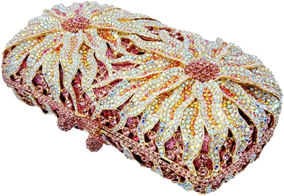 Glitter Women Rhinestone Flower Clutch Purse Diamonds Evening Bag Crystal Wedding Clutch Handbag for Prom Cocktail