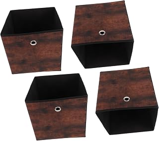 4pcs Foldable Fabric Cube Storage Organizer, 12x12 Inch Wood Grain