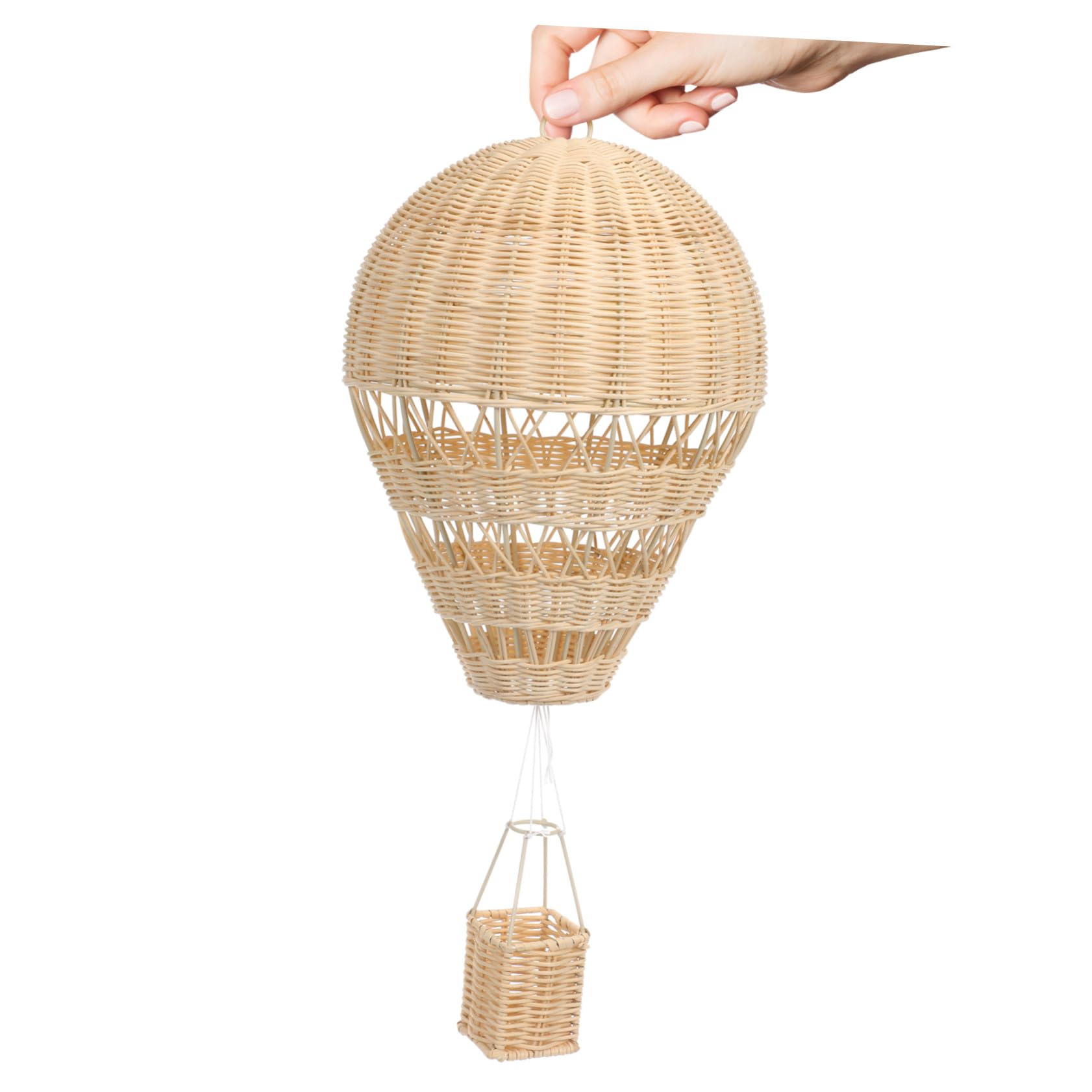 Montgolfière rotin tissée main : déco suspendue murale chambre enfant beige