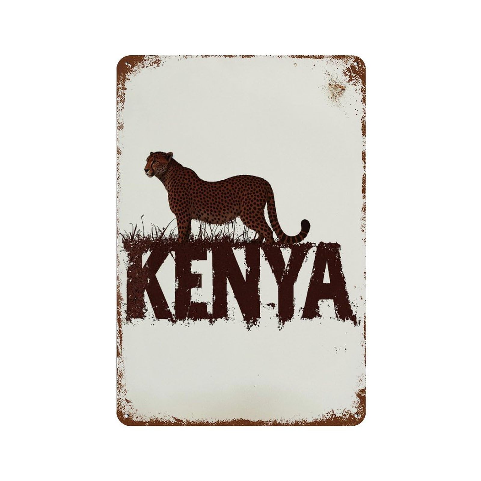 Cheetah Kenya Travel Vintage Metal Tin Sign 11.8"x7.9", Novelty Wall Decor for Garage, Pub Or Kitchen