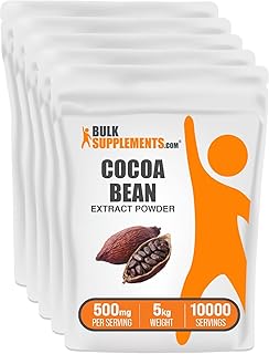 BulkSupplements.com Cocoa Bean Extract Powder - Cocoa Supplement - Unsweetened, Vegan & Gluten Free, 500mg per Serving, 1kg (2.2) (Pack of 5)