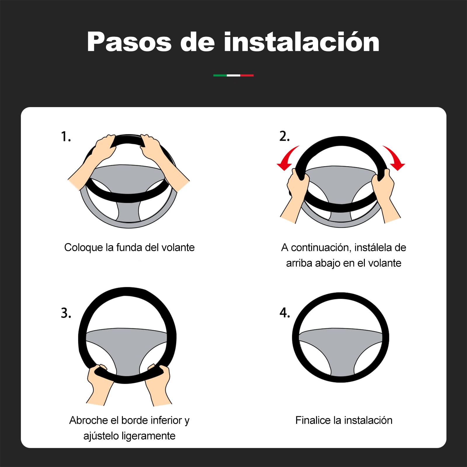 Ergocar Funda Volante De Coche Antideslizante Volante De Coche Protector Gamuza de Microfibra Caliente del Invierno Para Volante Diámetro 38cm (15 ") (Negro Azul)