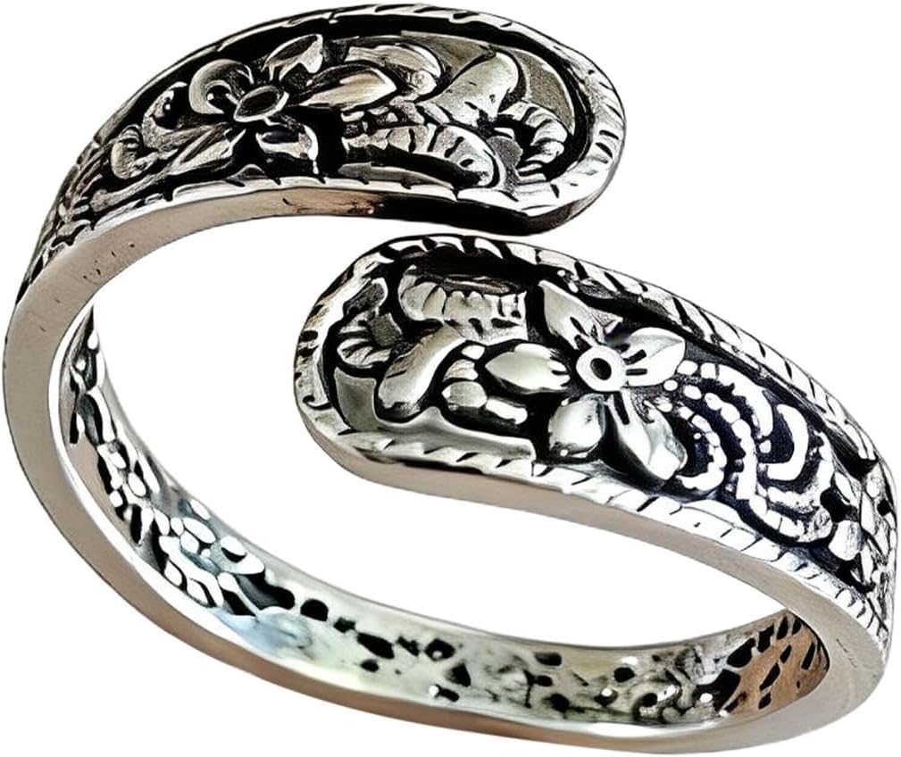 Vintage Gold Ring, Adjustable with Intricate Carving Design, Unique Boho Open Ring for Women Gifts, Perfect for Special Occasions