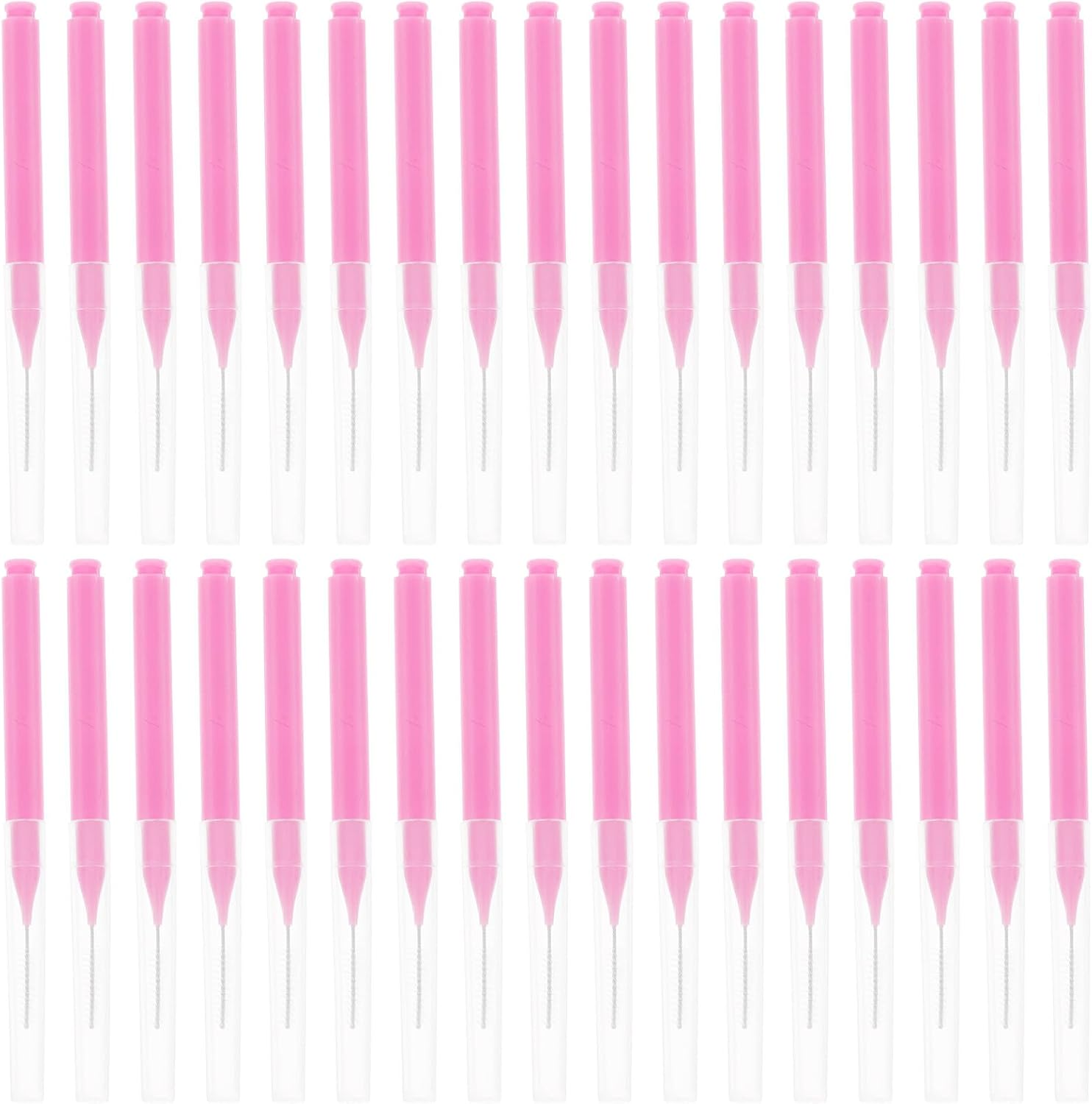 FOMIYES 100pcs Pink Interdental Brushes Soft Tufted Tooth Cleaning Tools for Plaque Removal Oral Floss Brush Suitable for Braces and Daily Gum Cleaning