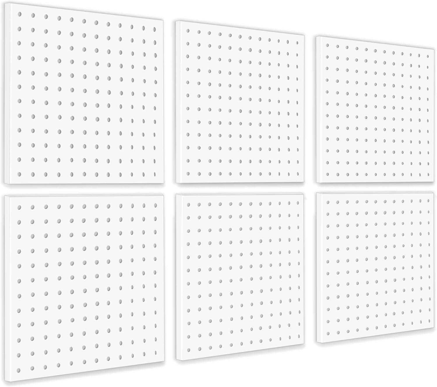 6Pcs Pegboard, Peg Board, Metal Pegboard Wall Organizer Panels Accessories, Mount Display Pegboard Kits for Walls Garage Craft Room Office Workshop, Easy Installation (White)