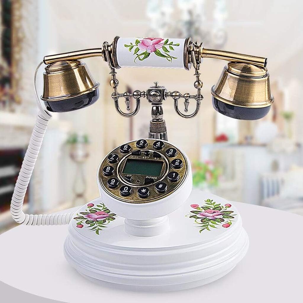 Creative Retro Telephones European Resin Rotary Dialing Telephone Decoration Cafe Bar Window Decorative Home Decoration Props (Color : B) (A)