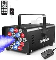 Máquinas de neblina com luzes, máquina de fumaça MOSFiATA 600W com 18 luzes LED RGB, spray de 2300 CFM, controle remoto, perfeita para Halloween, Natal, casamento, festa, clube, efeito de palco de DJ