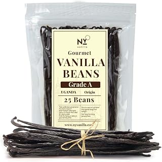 25 Whole Vanilla Beans Grade A+, Natural Premium Vanilla Beans Pods for Extract and Baking | 6-8 Inches | Non-GMO. By NY Vanilla