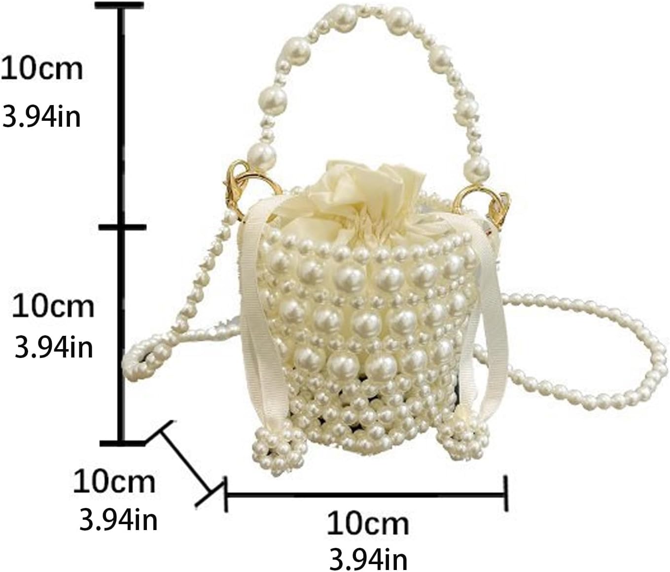SHESRA Luxury Pearl Bag Chain Bag Purse Bags, Artificial Pearl Clutch Crossbody Handmade Bags Evening Bags for Party Wedding Bridal Party Travel Prom 07
