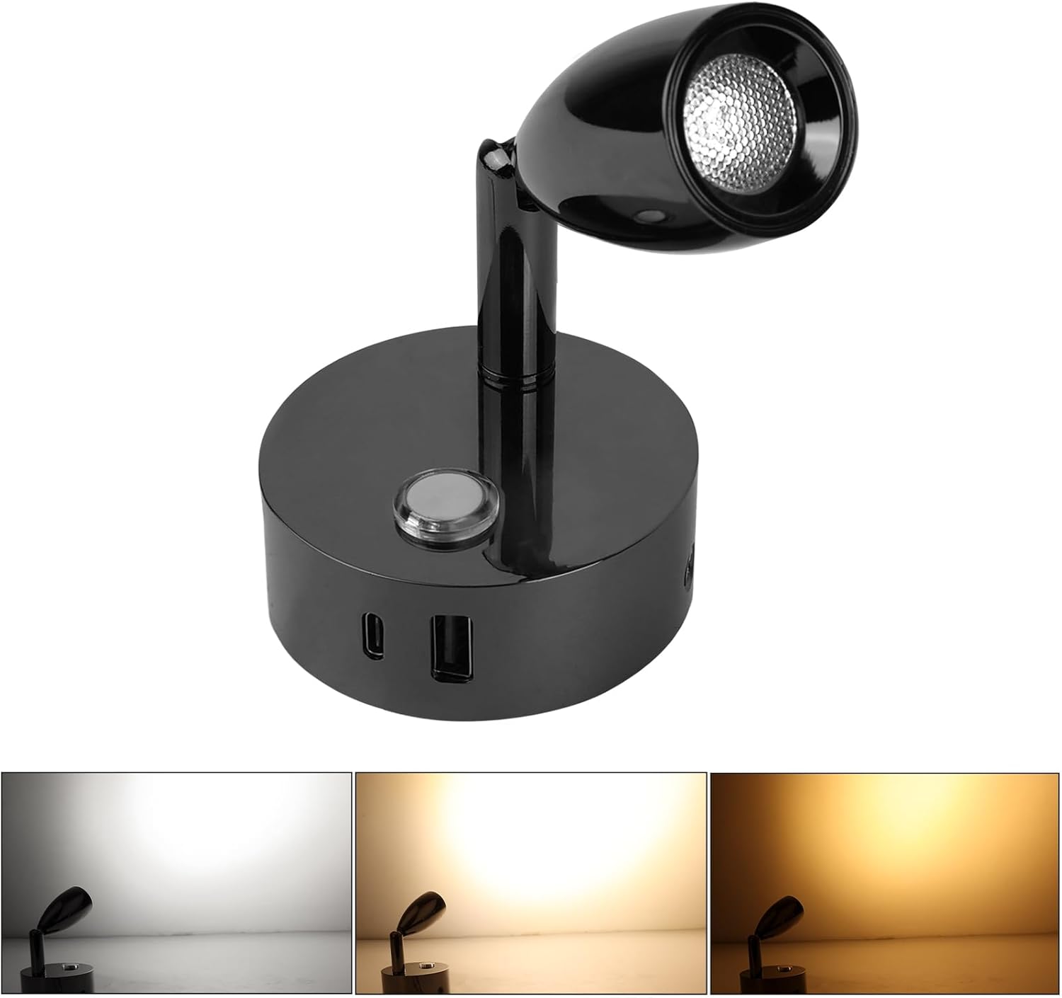 12V LED Reading Light with Dual Charging Ports, Touch Control Dimmable RV Light Interior 12 Volt Bedside Light Fixture for Camper Boat Van Trailer and Motorhome