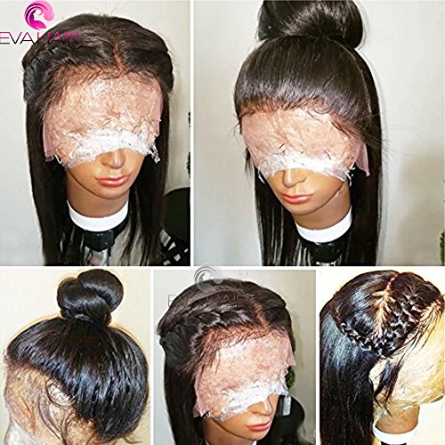 Lace Front Human Hair Wigs for Black Women Brazilian Virgin Hair Lace Front Wig Glueless Straight Front Lace Wigs with Baby Hair (18 inch, natural color)