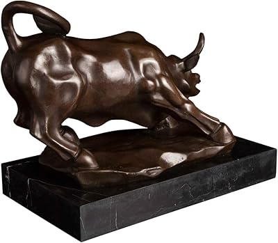 Amazon Com Artylife Wall Street Bull Statue Bronze Famous Stock Market Charging Bull Sculpture Figurine Home Office Decor Collectible Home Kitchen