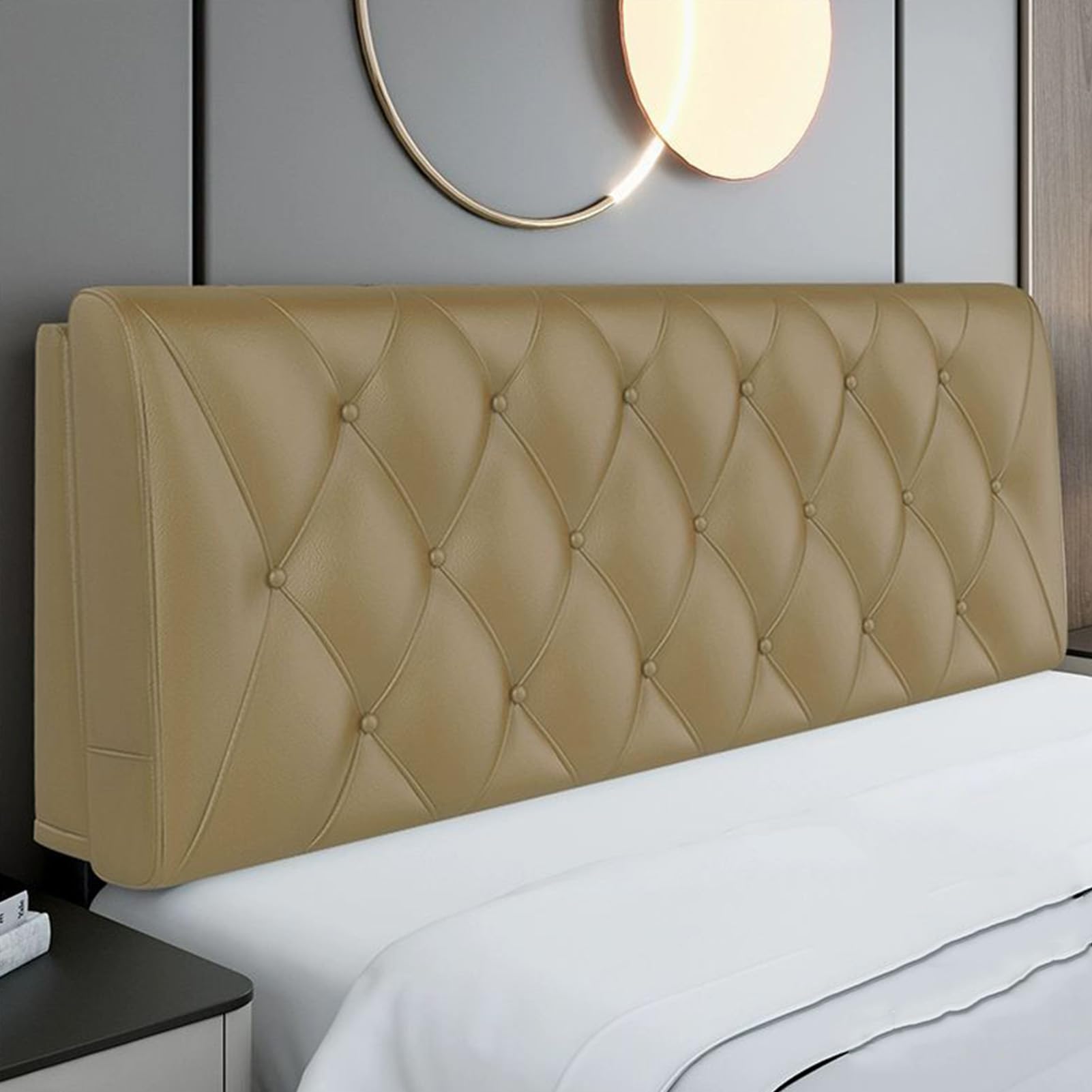 Caqui,Straps 47"/Full,Cabecero Tapizado para Cama Cojín De Cabecera Almohada De Pared Completa Cojín Lumbar Respaldo para Cama De Día Respaldo De Cuña para Cintura