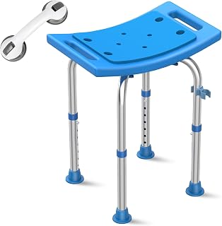 Heavy Duty Stainless Steel Shower Chair Seat, 400lbs Adjustable Height Shower Stool for Inside Shower, Blue Bath Seat Chair, Handicap Bathroom Stool, Shower Stools for Seniors, Adults,Disabled