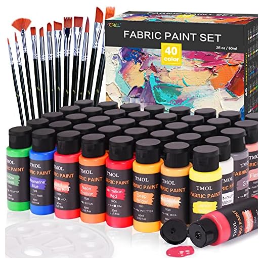 Fabric Paint Set, 40 Colors (2 oz/Bottle) Textile Paints with 12 Art Brushes, No Heating Needed & Washable Fabric Paint, Art Supplies for Clothes, Canvas, T-Shirts, Jeans