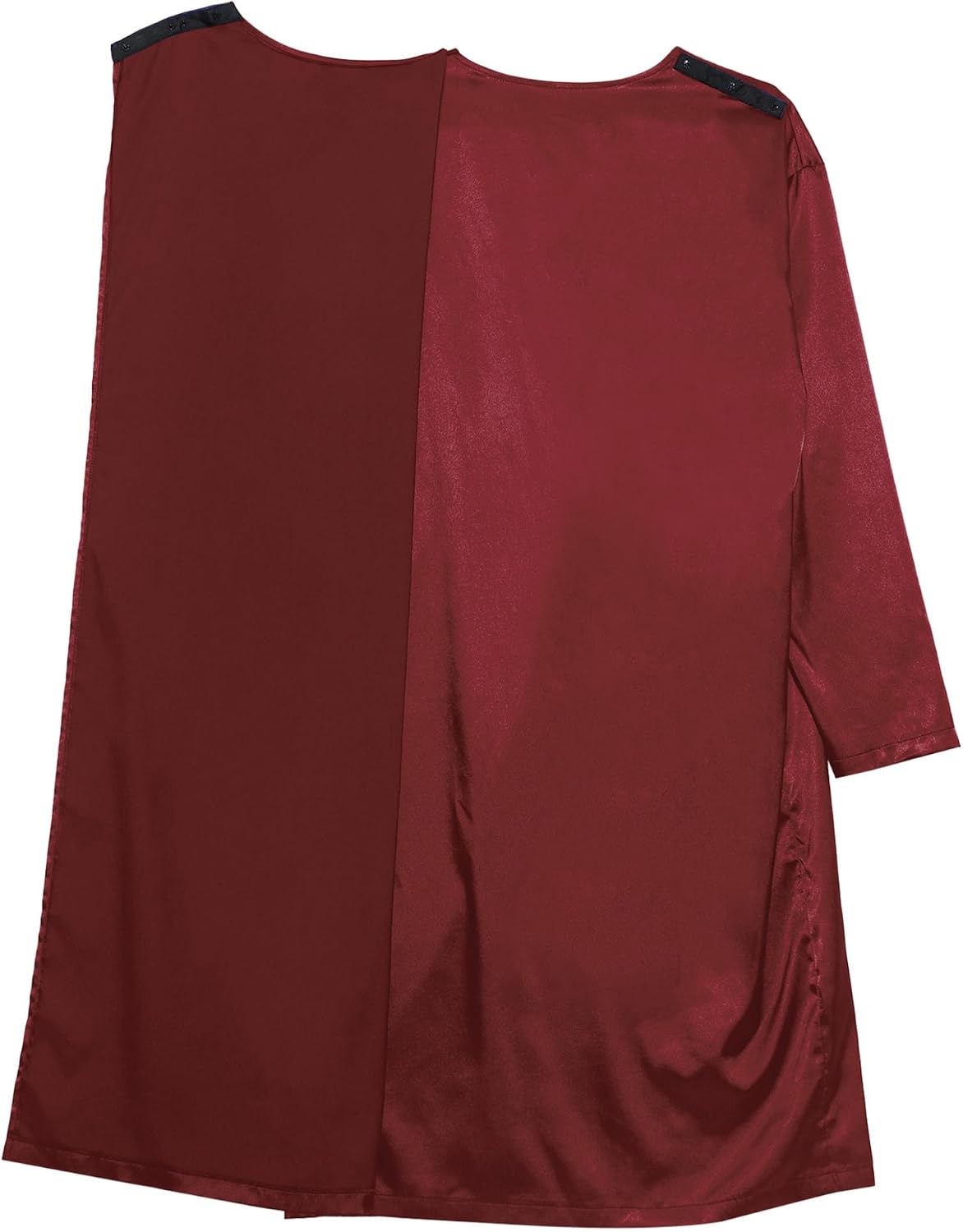 Men's Silk Satin Patient Hospital Gown Robe Open Back Henley Nightgown for Elderly & Limited Mobility