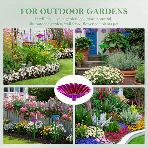 Bee Watering Station, 4 Pack Bee Baths for Garden Metal Bee Feeder with Colorful Flower Design, Butterfly Water Feeder Bowl for Outdoor Garden Yard Decor - Thumbnail 6