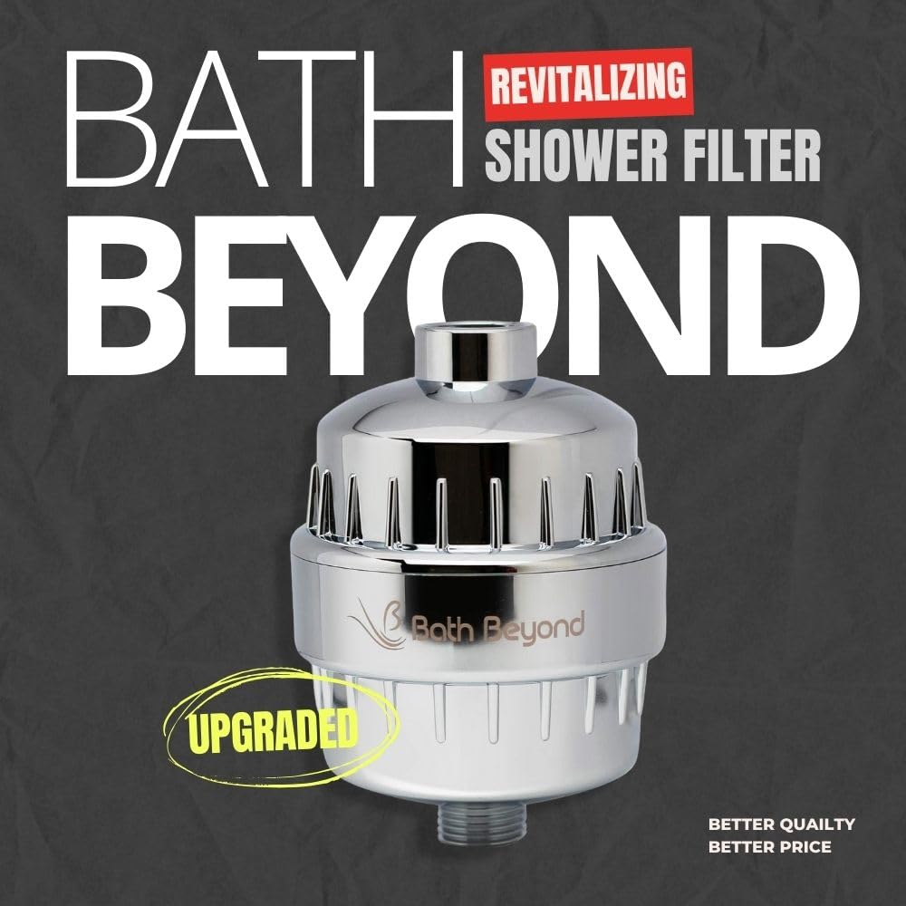 BathBeyond filtr prysznicowy witamina C 15-stopniowy filtr wody o wysokiej wydajności z wkładem do twardej wody - filtr głowicy prysznicowej usuwa fluorek chloru i poprawia kondycję skóry, włosów