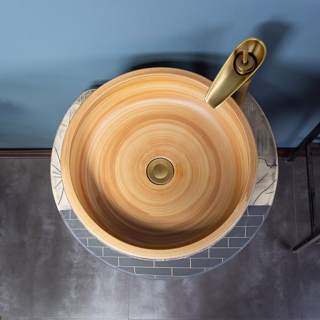 Pedestal Sinks Floor-Standing Sink Bathroom Outdoor Courtyard Wash Basin Antique Home Ceramic Villa Balcony (A)
