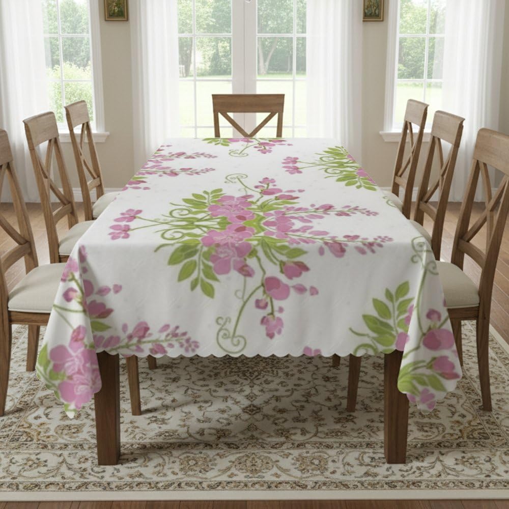 Wisteria Pattern Table Cloths 60x120 in, Reusable Modern Kitchen Tablecloth, Party Decorations for Women Primitive Tablecloth for Party Dining Room Home Table Cover
