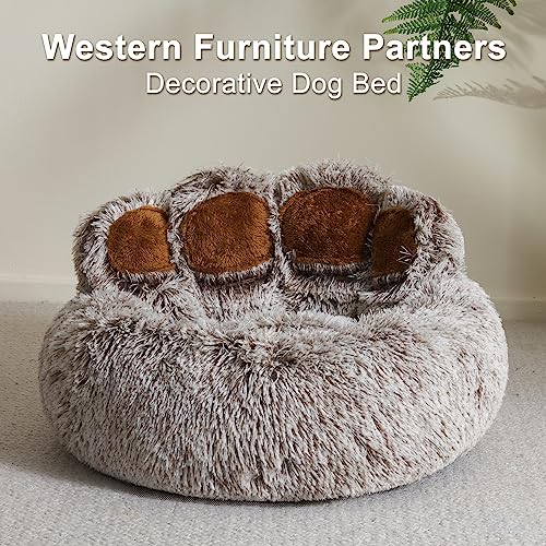 Jiupety Round Hundebett Flauschig von Pfote Form, Donut Hundebetten, Hundebett Kleine Hunde Größe 66cm, Dog Bed Bequem und Weich, Hundebettn Waschbar, Grau