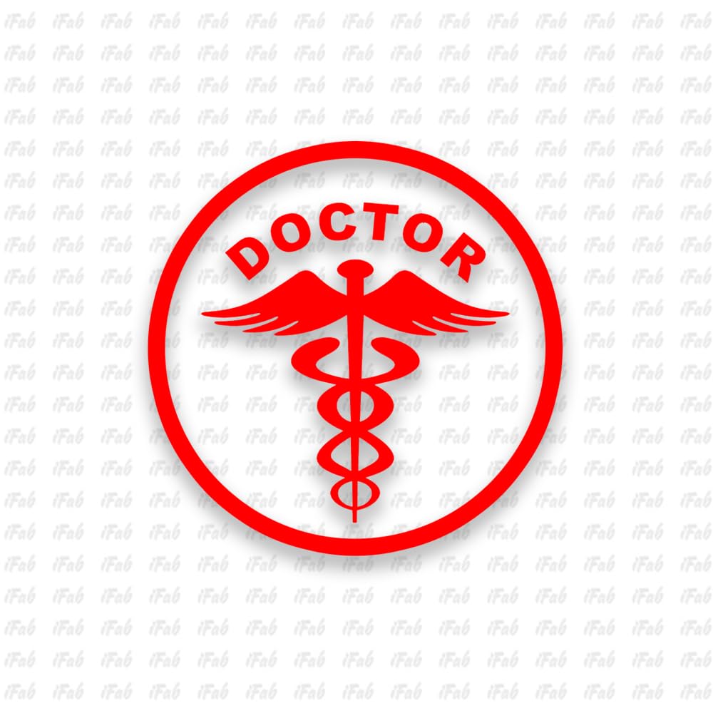 Doctor Stickers for Car - Doctor Logo Reflector Decal Sticker for Cars, Waterproof Stickers, (Pack of 2) Size 10.5x10.5cm (Red)-image-49