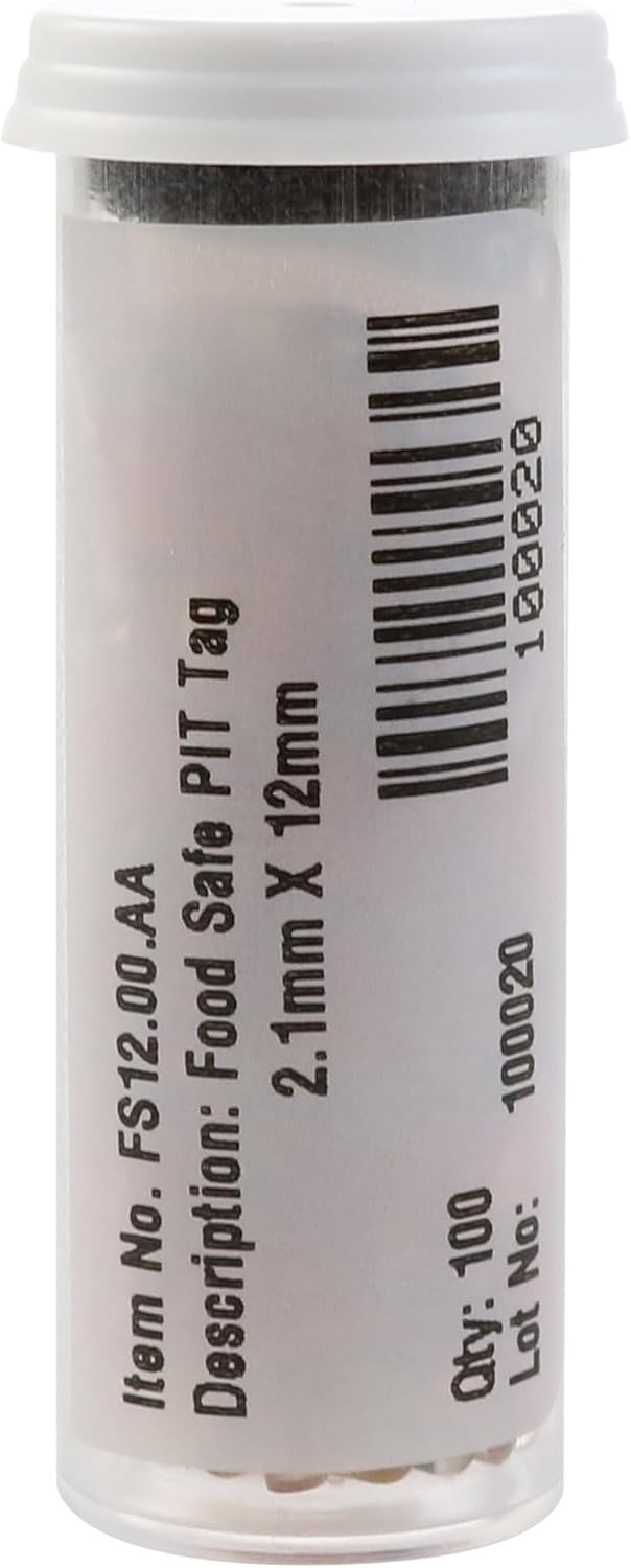 Food Safe 12mm x 2.12mm Pit Tag for Fish & Marine Wildlife - ISO 11784/11785 Compliant - Consumable Application Pit Tagging for Pond Service (100)