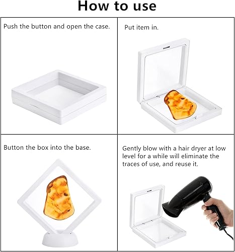 Miniatura 3 de Dicunoy 20 vitrinas de marco flotante 3D, caja de exhibición de monedas para monedas de desafío, rocas, medallones AA, joyas, conchas, fósiles,